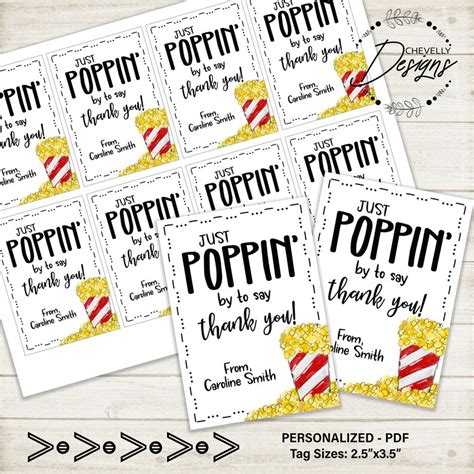 Personalized Popcorn Gift Tags Printable Digital File Etsy Gift