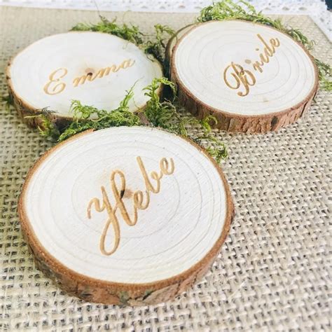 Personalized Wedding Place Name 4-6 cm Engraved Wood Slices Place …