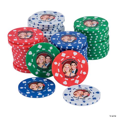 Personalized poker chips. Print your favorite photos, designs or artwork onto our personalized poker chips to create your own set of professional poker chips or design your own at-home set of poker chips to play with friends and family. The poker chips also make great keep sake gifts for poker themed weddings or parties and unique gifts for poker fans. 