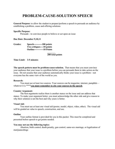 Persuasive Speech Problem Solution Sample