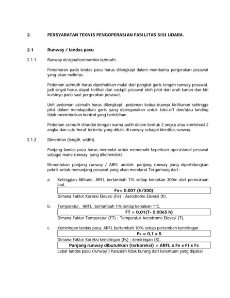 Persyaratan Teknis Pengoperasian Fasilitas Teknik Bandar Udara …