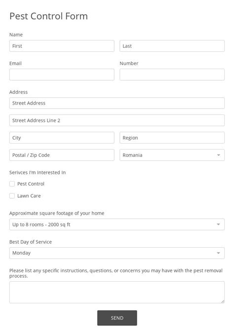 Pest Control Form Template 123 Form Builder