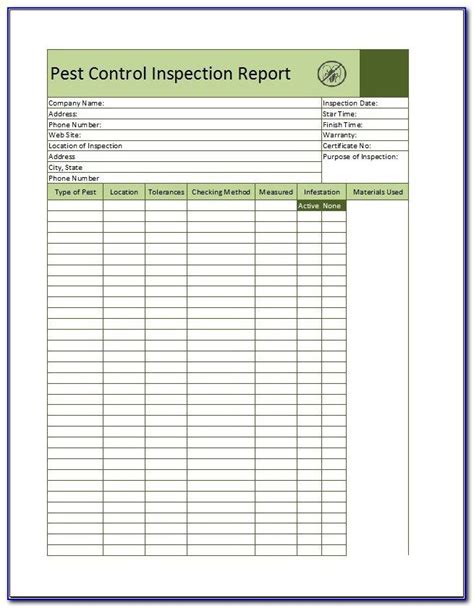 Pest Control Inspection Record Form Form Resume Examples AlOd8P3O1g