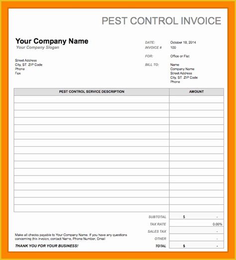 Pest Control Invoice Template Free Of Related Image Pest Control