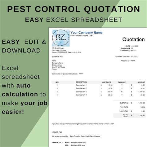Pest Control Quote Template Quotient