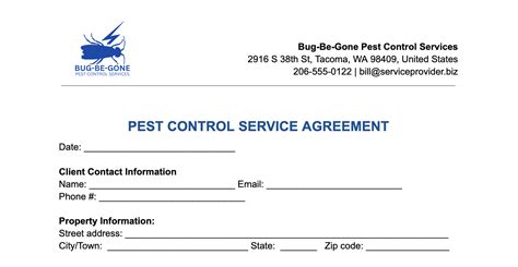 Pest Control Service Agreement