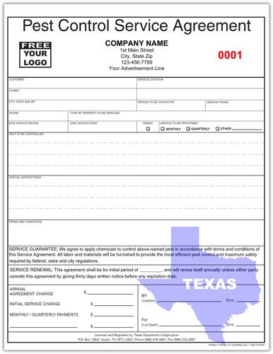 Pest Control Service Agreement For Texas Printit4less