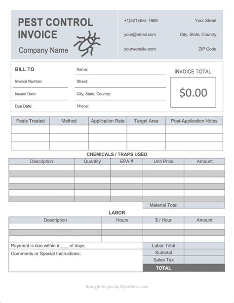 Pest Control Services Invoice Template Template 2 Resume Examples