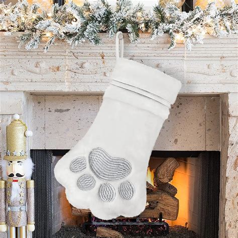 Pet Dog Cat Paw Christmas Stockings Reusable Decorative