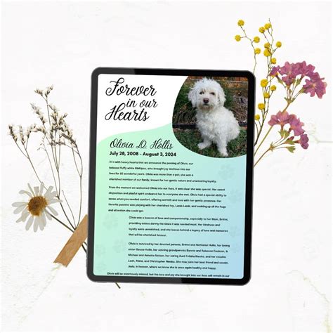 Pet Obituary Template
