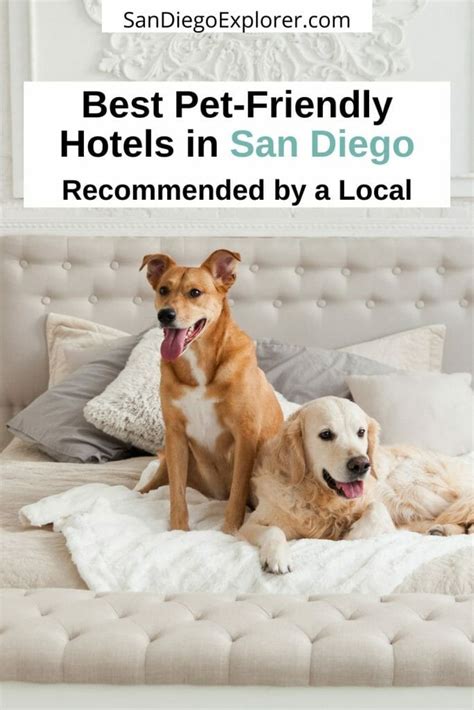 Pet friendly hotels san diego. If you’re looking to bring your furry friend on your next San Diego vacation, you won’t be disappointed – there are plenty of pet-friendly hotels to choose from, and almost all of San Diego’s top attractions are pet-friendly too. San Diego is one of the most pet-friendly cities in the United States, and there are plenty of pet-friendly ... 