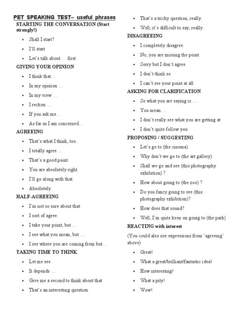 Pet speaking part 2 useful phrases. .  ...