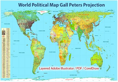 Gall-Peters projection world map. The Mercator projection planisphere, created by the geographer and cartographer Gerardus Mercator in 1569, distorts the size of the land to a large extent. This creates the so-called " Greenland problem", where landmasses furthest from the equator appear much larger than they really are.