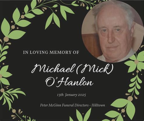 Peter mcginn funeral directors obituaries. .  <a href=https://socialite.brannanatkinson.co...