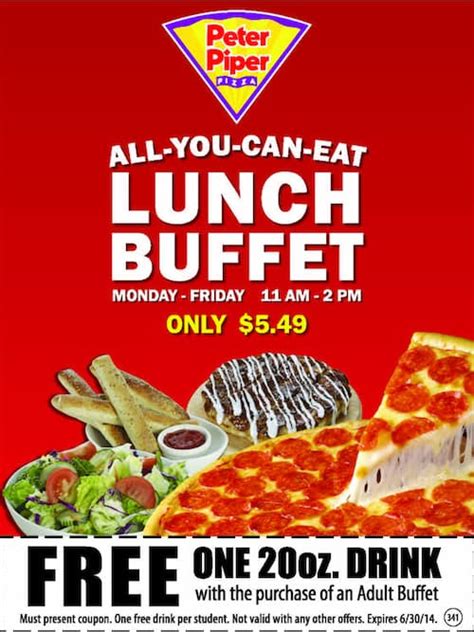 Peter piper pizza lunch buffet hours. Apr 25, 2022 · Peter Piper Pizza Lunch Buffet Hours. Peter Piper Pizza offers a lunch buffet Monday through Friday from 11 am until 2 pm, and on weekends the lunch buffet is not served. Almost all of the Peter Piper Pizza locations serve the lunch buffet from 11 am to 2 pm, however, there are a few exceptions. Osaka lunch hours also have similar timings ... 