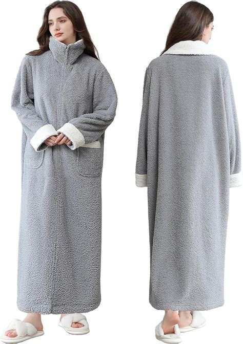 Petite bathrobe zipper.  Amazon.  Womens Housecoat Zip Robe, Fleece Zip Up Fr...