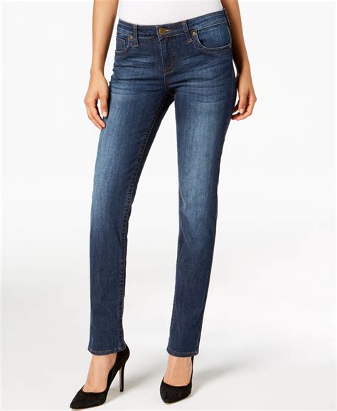 Petite straight leg jeans. Style & Co®'s signature best selling high-rise straight-leg jeans is a closet must-have that you can wear day in and day out with added stretch and easy straight leg shape. Approx. inseam: 28" Rise: approx. 11" Designed to fit and flatter 5'4" and under frame; Zipper with button closure at center front; belt loops 