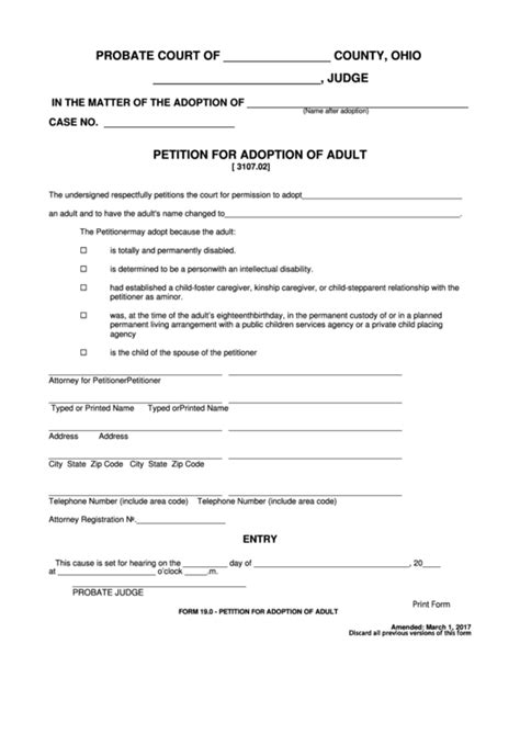 Petition For Adult Adoption Form Form example download
