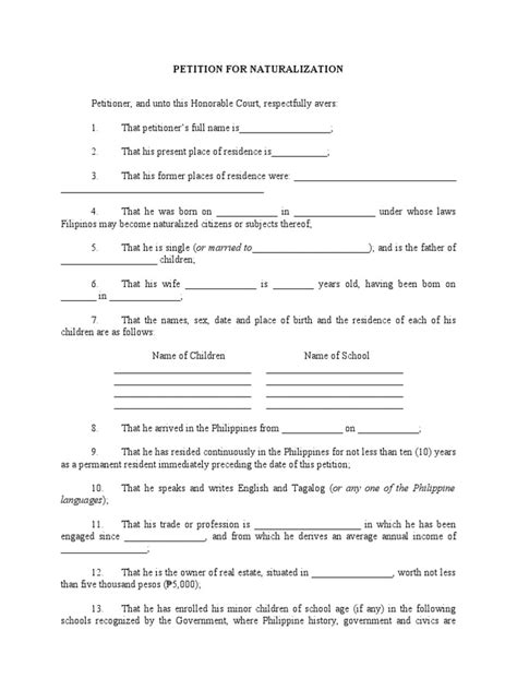 Petition For Naturalization