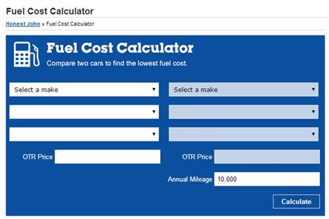 The new RAC Fuel Cost and Mileage Calcul