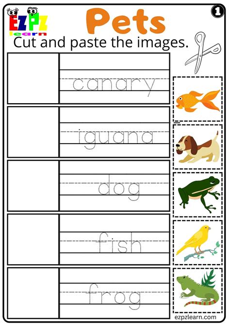 Pets Circle and Write Worksheet for Kindergarten and ESL PDF Download