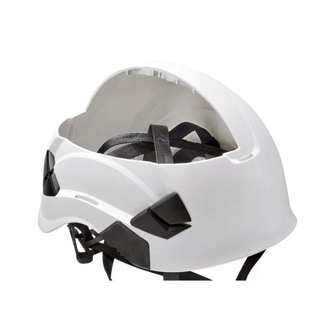 Petzl helmet attachments.  The unventilated outer shell protects against electrica...