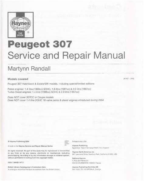 Peugeot 307 1 4l 1 6l 2 0l petrol 1 4td 2 0td diesel full service repair manual 2001 2008. - Cub cadet ltx 1046 owners manual.