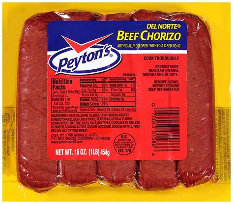 Peyton's Chorizo, Beef 8 oz. Buy now Add to cart. 100% s