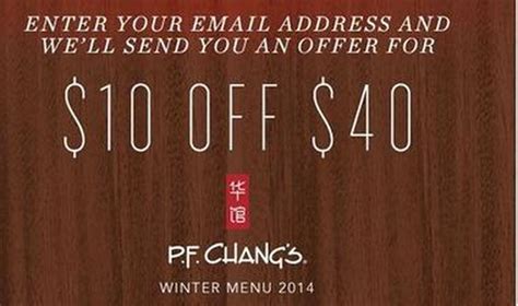 Pf chang's online coupon. Welcome to our PF Chang's coupon and promo code page. Below you’ll find everything you need to know about how to save on your online order at PF Chang's. The Best PF Chang's Coupon is 40% OFF. The best PF Chang's coupon code currently is 40% OFF off with code "DSPOTR40". This promo code saves you 20% off once applied at checkout. 