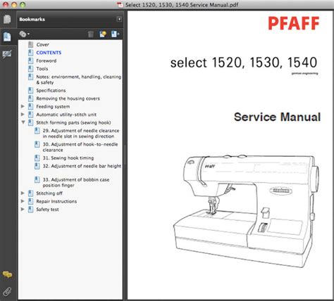 Pfaff select 1520 1530 1540 manuali di servizio ricambi. - Download gratuito manuale di officina pinin gdi.