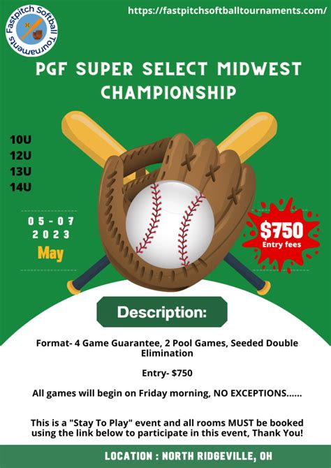 Pgf tournaments. Welcome to North Georgia Softball's home on the world wide web. This site is intended to provide up-to-date information about our PGF fastpitch softball tournaments in the North Georgia area. Quick links to site pages: 2023 North Georgia Softball Tournament Schedule. Register/Sanction Your Team with PGF (Select Regional Team) 