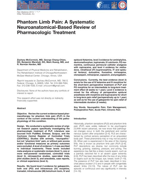 Phantom Limb Pain: A Review of the Literature on Attributes and ...