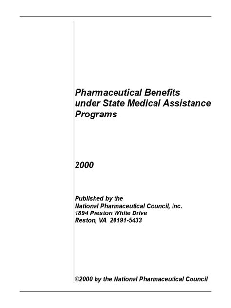 Pharmaceutical Benefits Under State Medical Assistance Programs 2000