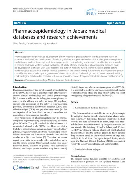 Pharmacoepidemiology in Japan: medical databases and …