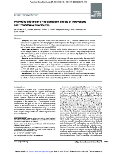 Pharmacokinetics and Repolarization Effects of Intravenous and ...