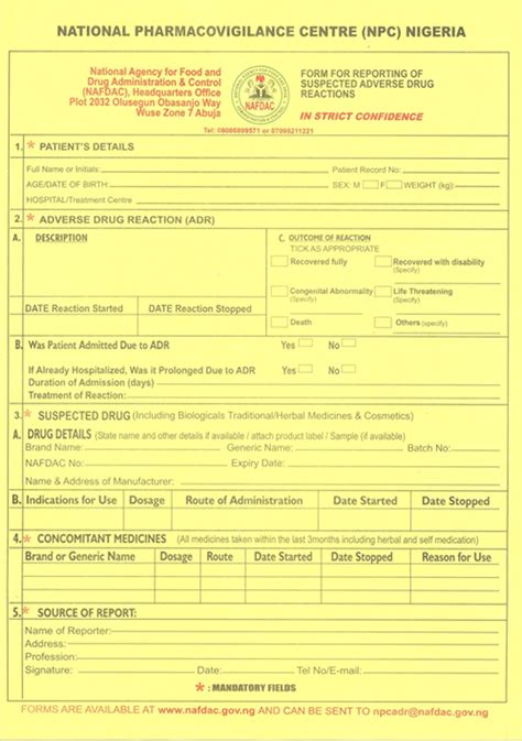 Pharmacovigilance Form (Yellow Form). Download Scientific Diagram