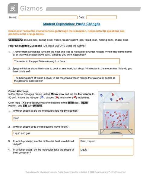 Phase Changes gizmo assignment - StuDocu