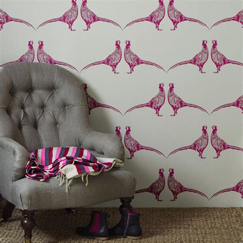 Pheasant by Barneby Gates - Pink - Wallpaper Direct