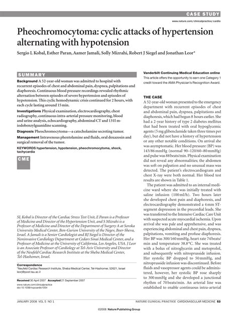 Pheochromocytoma: Cyclic Attacks of Hypertension and Hypotension - Medscape