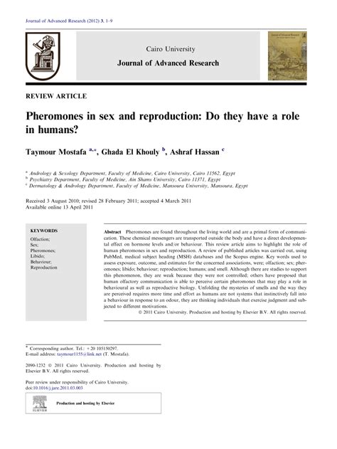 Pheromones in sex and reproduction: Do they have a role …