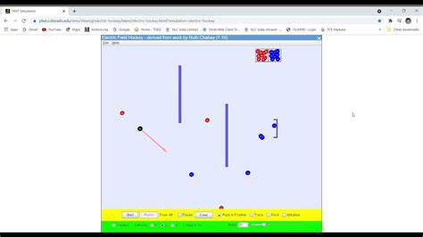 PhET Simulation: Electric Field Hockey. This webpage contains an activity that allows users to guide a charged object, or "puck", through a maze using the electric field created by point charges placed by the user. Options exist to control the mass and sign of the charge of the puck. There are four levels of difficulty that change the barrier .... 