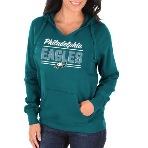 Women’s DKNY Sport Black Philadelphia Eagles Deliliah Rhinestone Funnel Neck Pullover Sweatshirt.