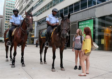 Philadelphia mounted police.  Members of the Philadelphia Mounted Patrol Unit are shown here i...