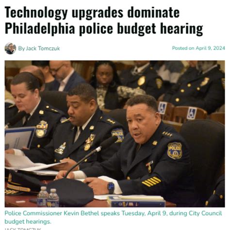 Philadelphia police chief speech.  Upgrades to equipment and technology, including ...