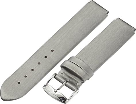 Philip Stein 1-IPL 18mm Leather Silver Watch Strap, Platinum