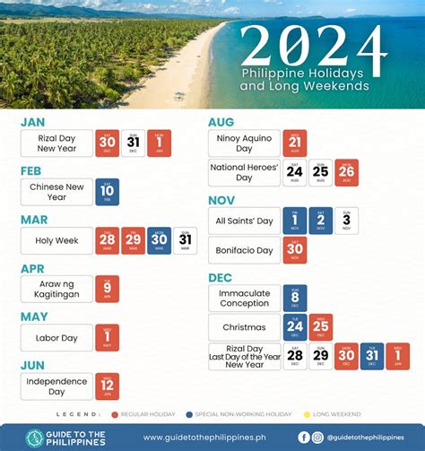 Philippine Holidays 2024: Regular Holidays & Special Non-Working Days