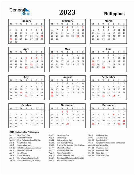 Philippines Holidays 2023 in PDF, Word and Excel