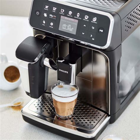 Philips 4300 coffee machine. 8 delicious fresh bean coffees, easier than ever. Easily make aromatic coffee varieties like Espresso, Coffee, Cappuccino and Latte Macchiato at the touch of a button. LatteGo tops milk varieties with silky smooth froth, is easy to set up and can be cleaned in as little as 15 seconds* See all benefits. Suggested retail price: $1,199.00. 