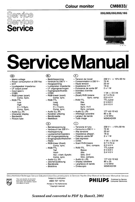 Philips cm8833 manuale di riparazione del monitor. - 2002 acura tl bypass hose manual.