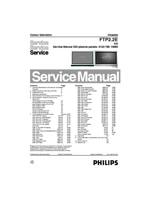 Philips ftp2 2e ​​aa chassis plasma tv service handbuch. - La historia del rey gonzalo y de doce princesas.